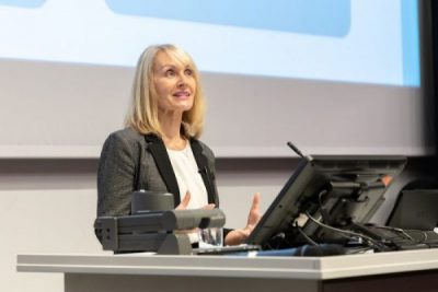 Jackie Harrison giving her UNESCO inaugural lecture